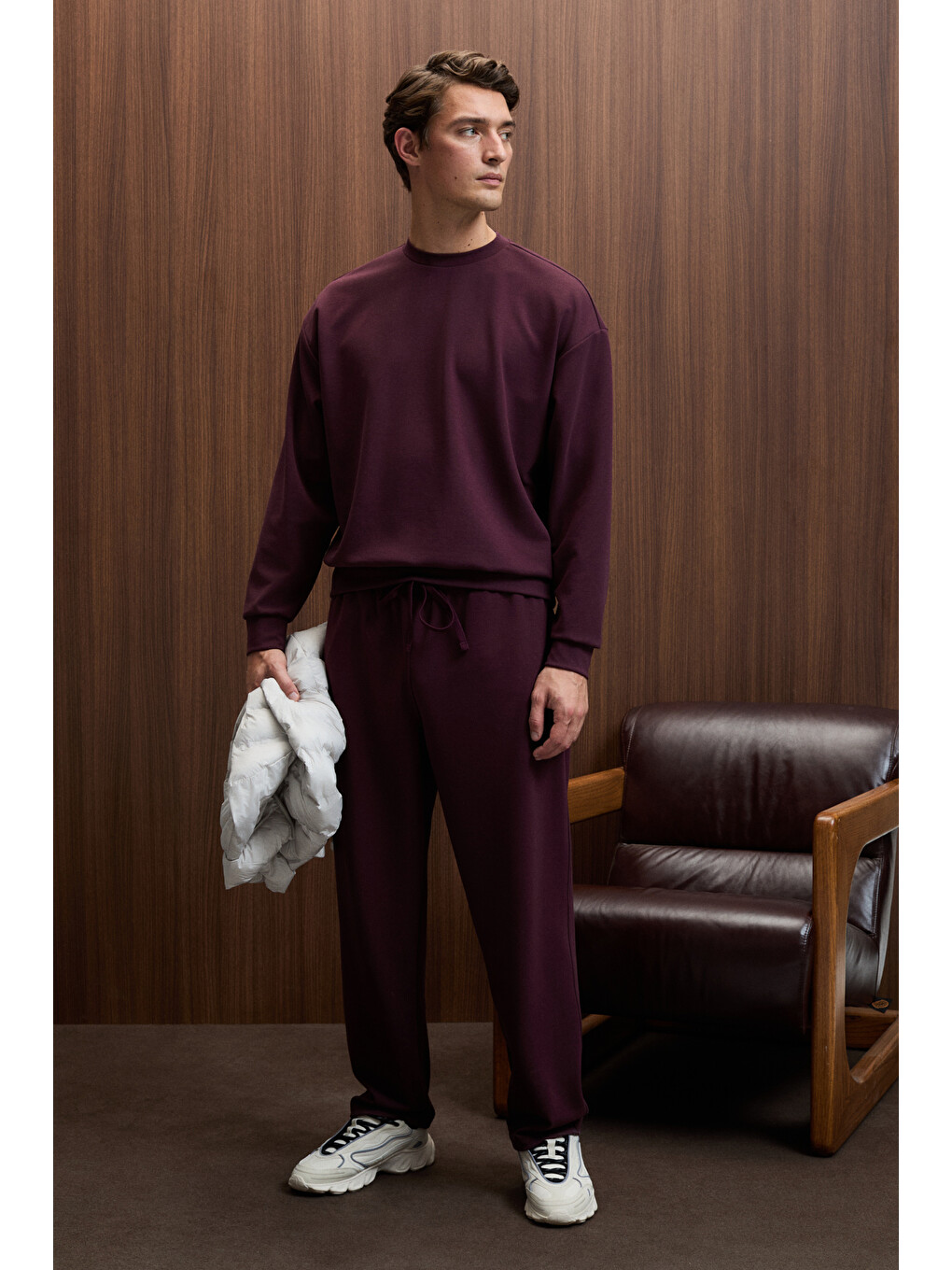 Vıento Erkek Bisiklet Yaka Uzun Kollu Regular Fit Bordo Sweatshirt-5