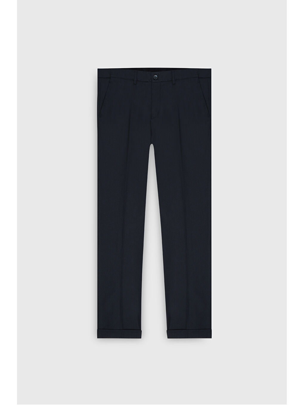 Erkek Lacivert Yünlü Flanel Slim Fit Dar Kesim Beli Gizli Lastikli Yan Cep Klasik Pantolon-6