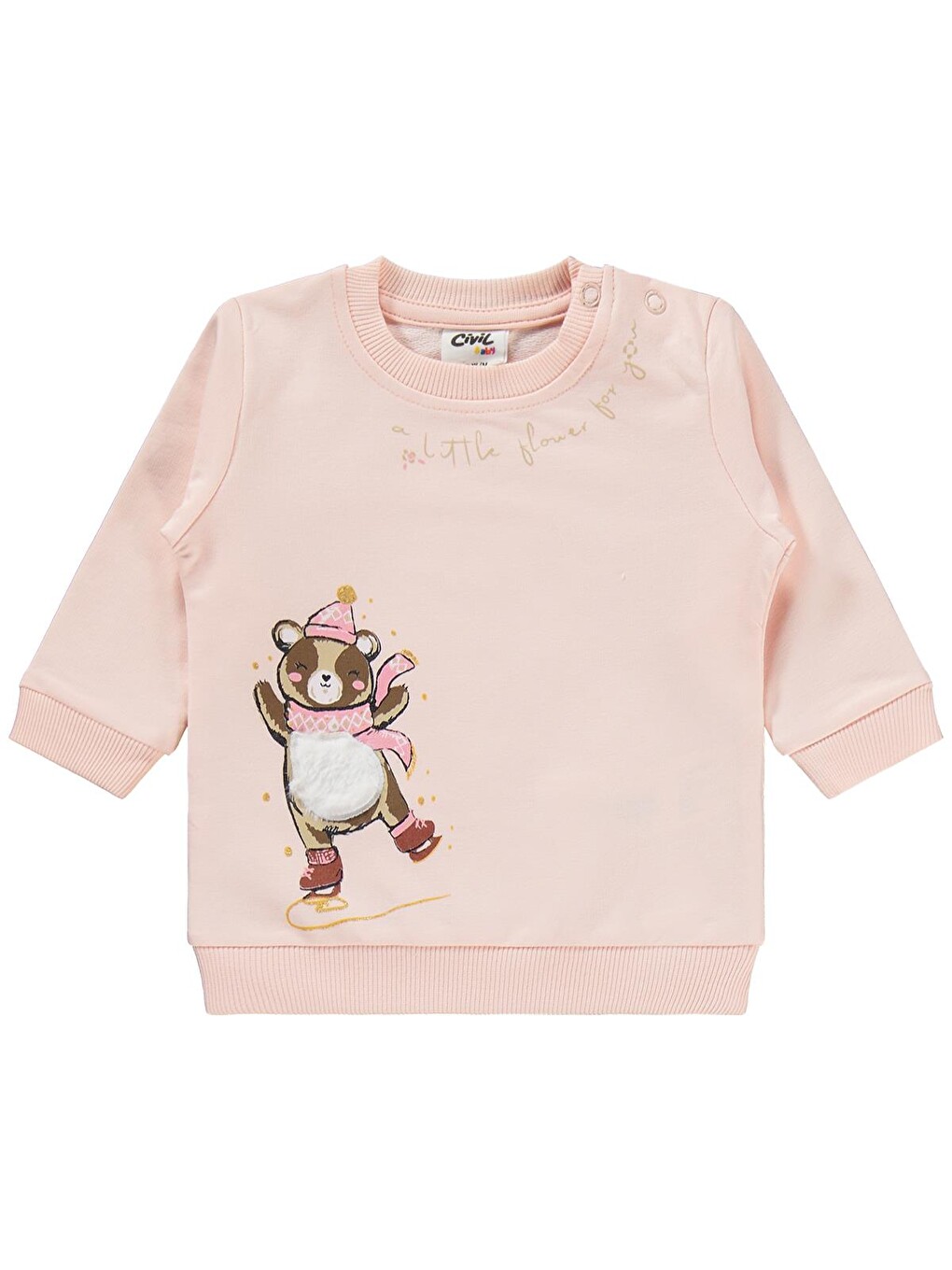 Baby Bereli Ayıcık Baskılı 6-18 Ay Takım - Pembe-1