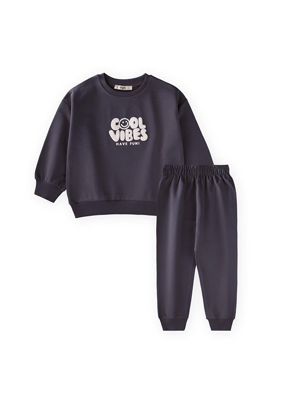 Gri Cool Vibes Baskılı Takım 2-7 Yaş Füme