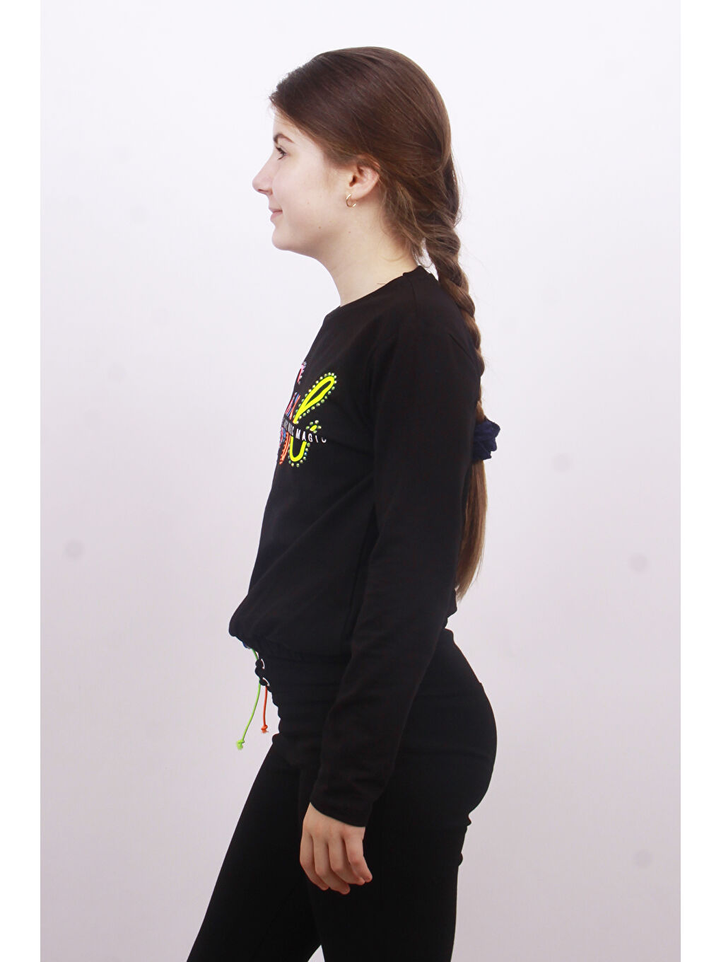Lacivert Kız Çocuk Girl Baskılı Sweatshirt-1