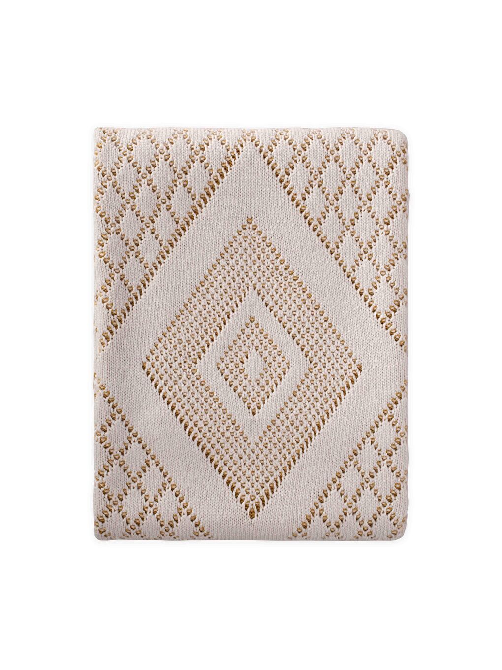 Floransa Model Kutulu Battaniye 80X100 Cm Ekru Hardal-2