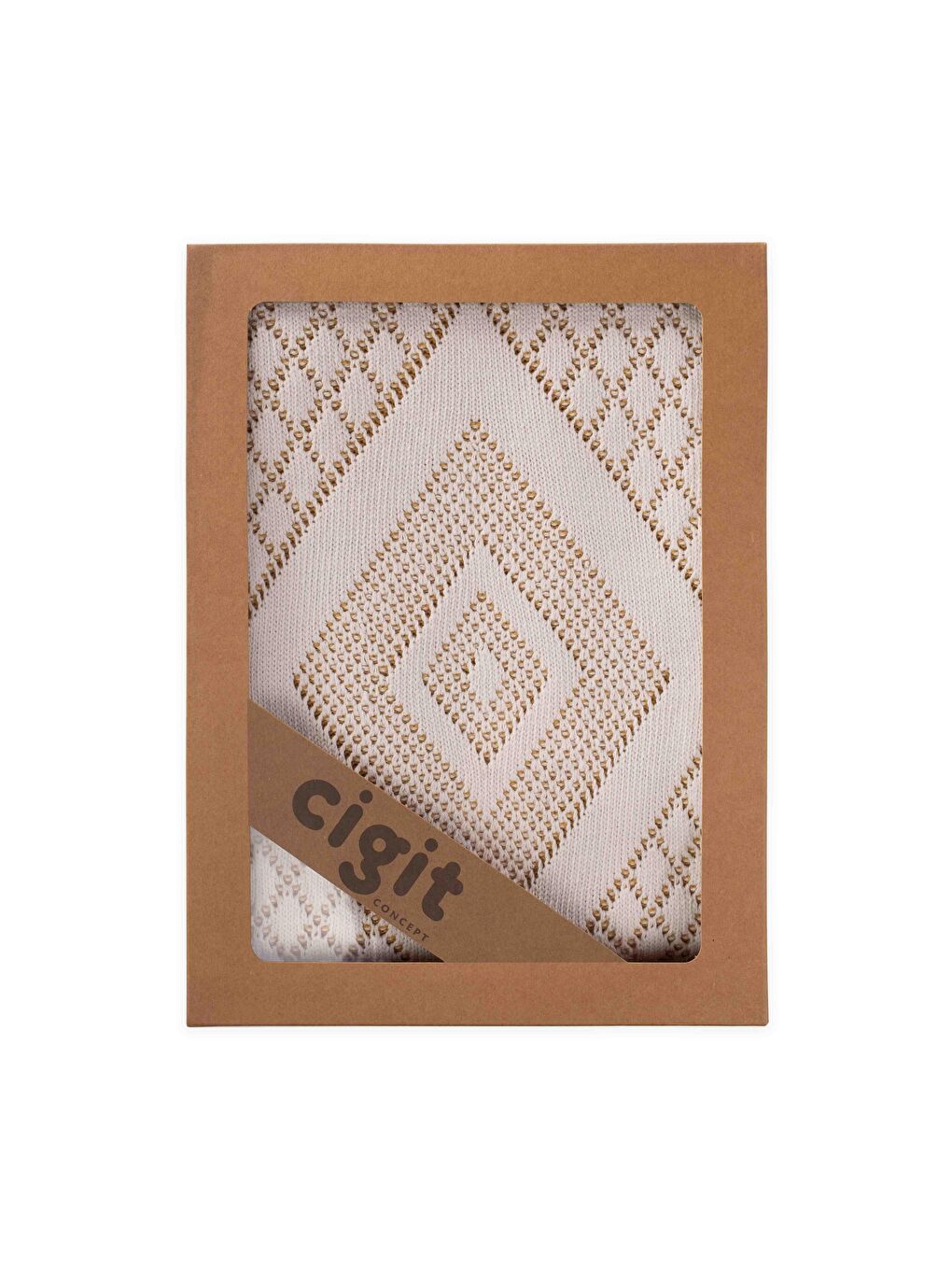 Floransa Model Kutulu Battaniye 80X100 Cm Ekru Hardal-3