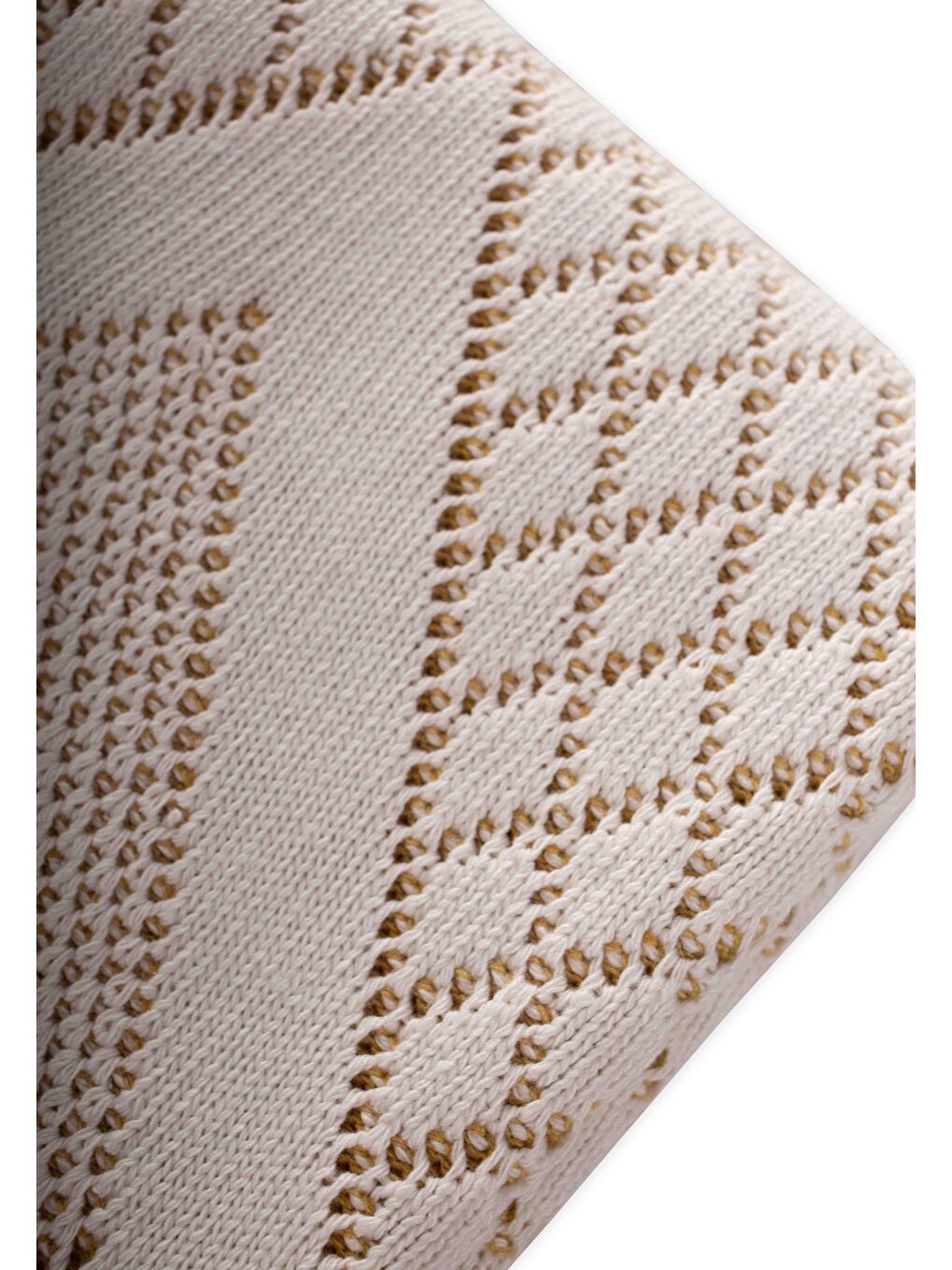 Floransa Model Kutulu Battaniye 80X100 Cm Ekru Hardal-6