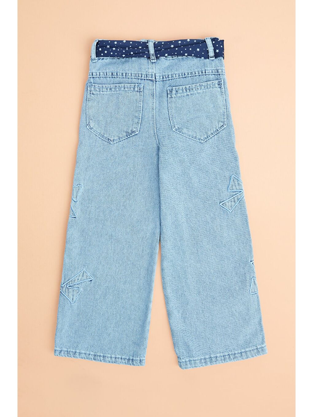 Mavi Fiyonk Nakışlı Fularlı Kız Çocuk Pantolon-1
