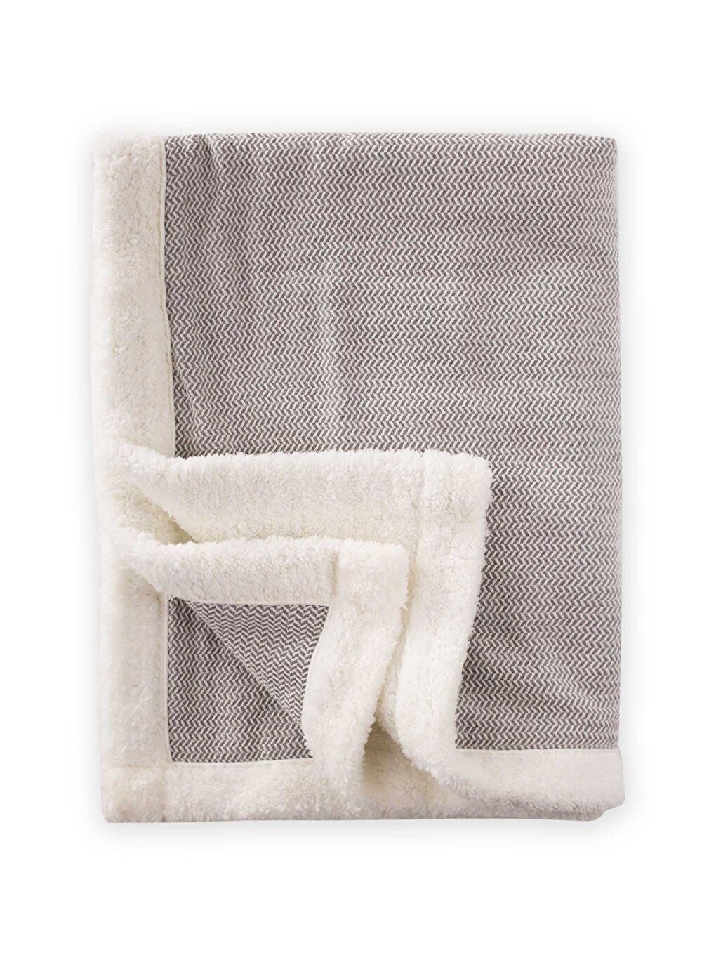 Pelüşlü Hasır Desen Bebek Battaniye 85X100 Cm Antrasit