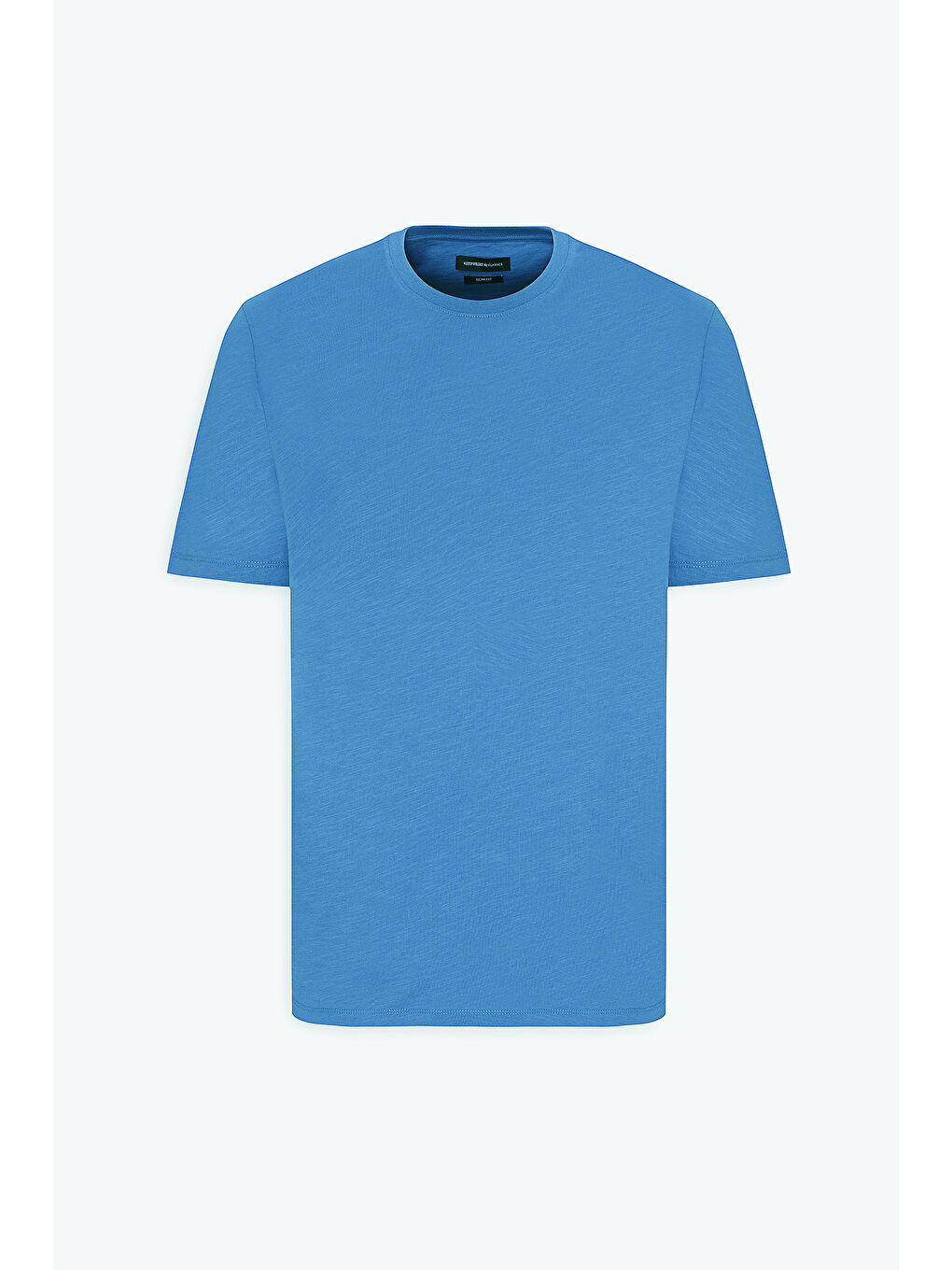 Erkek İndigo Slim Fit Dar Kesim %100 Pamuk Bisiklet Yaka Tişört-5