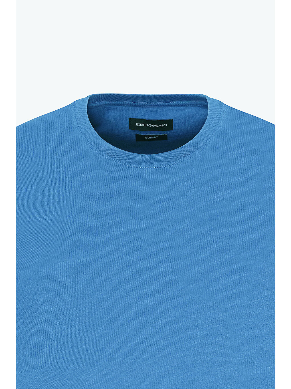 Erkek İndigo Slim Fit Dar Kesim %100 Pamuk Bisiklet Yaka Tişört-6