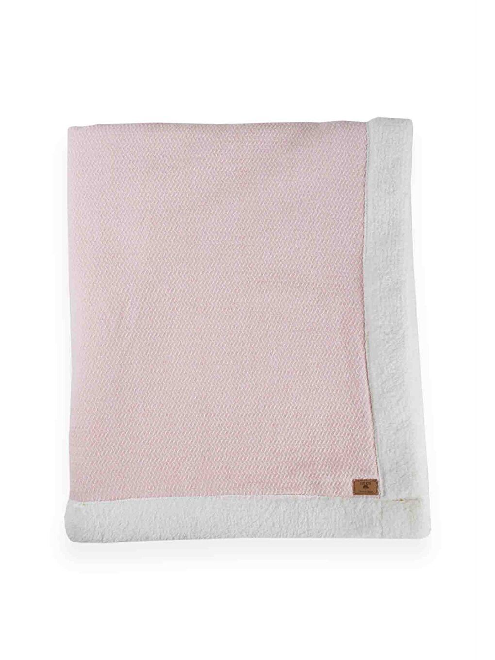 Pelüşlü Hasır Desen Bebek Battaniye 85X100 Cm Pembe-1
