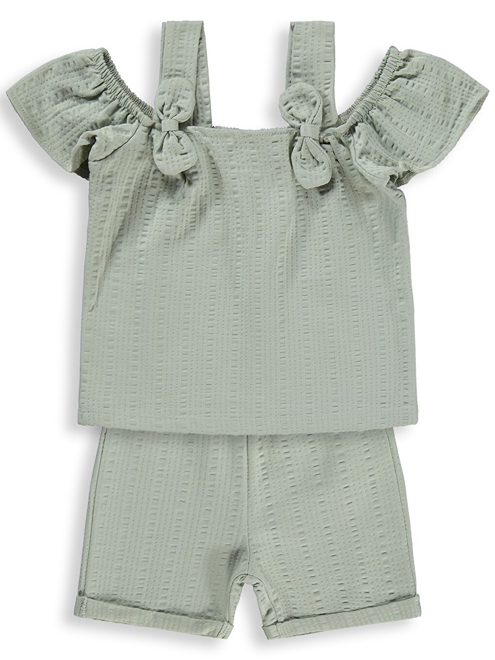 Baby Fiyonk Askılı Şortlu 6-18 Ay Takım - Yeşil