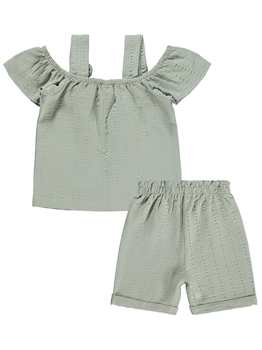 Baby Fiyonk Askılı Şortlu 6-18 Ay Takım - Yeşil-2