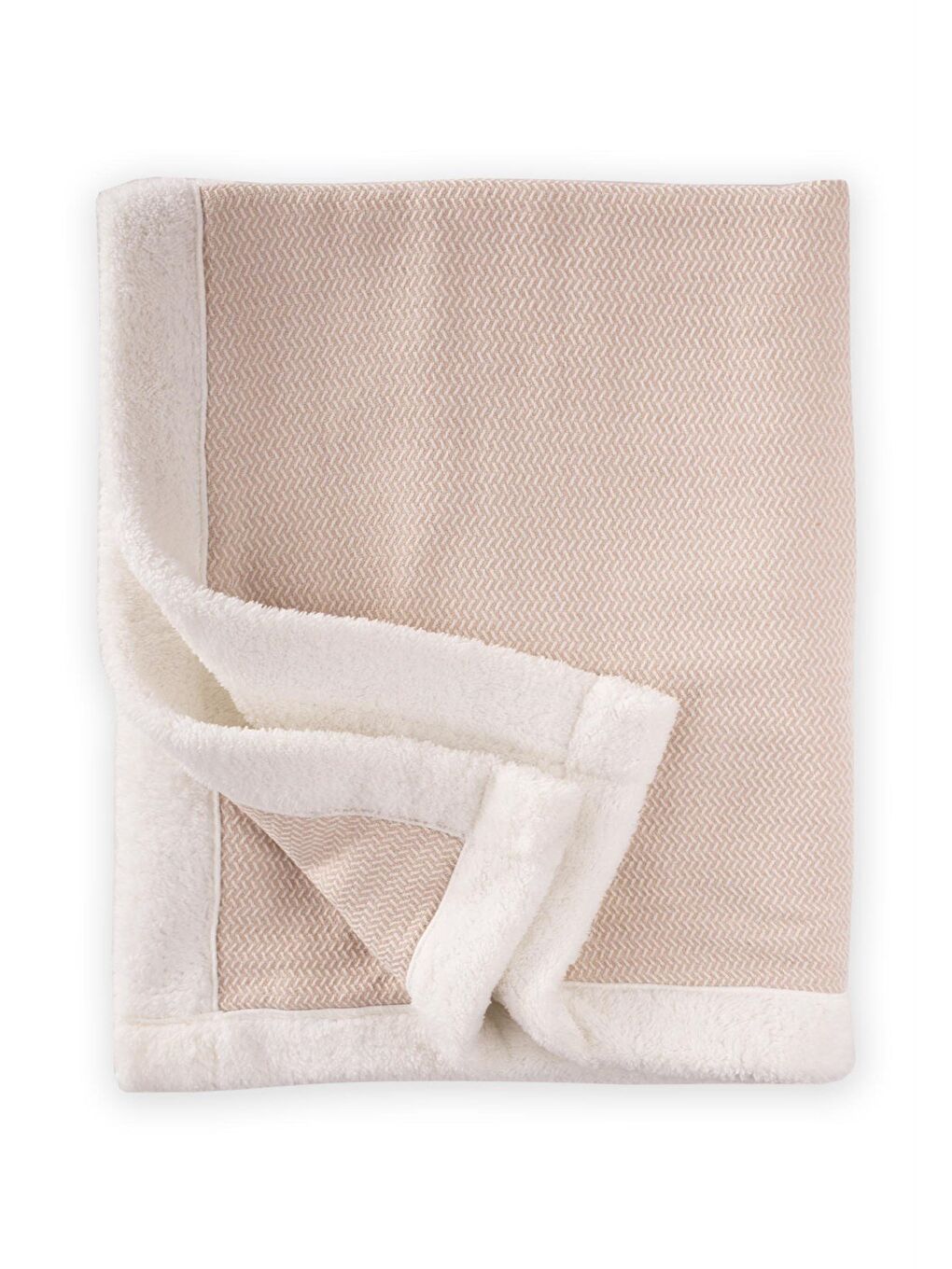 Pelüşlü Hasır Desen Bebek Battaniye 85X100 Cm Bej