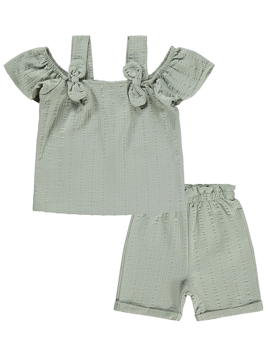 Baby Fiyonk Askılı Şortlu 6-18 Ay Takım - Yeşil-3