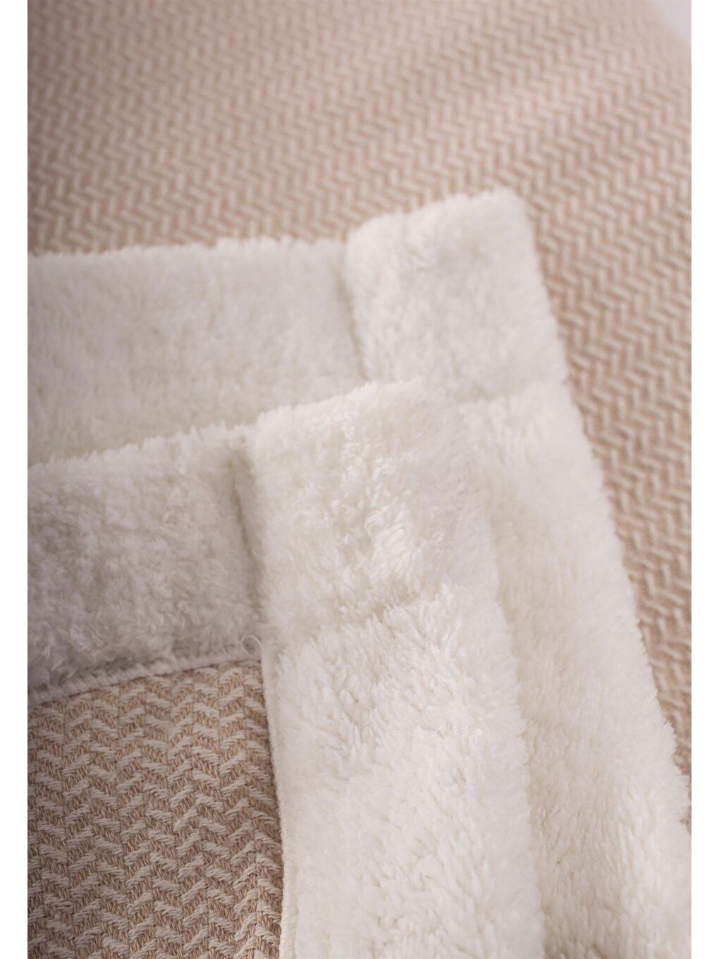 Pelüşlü Hasır Desen Bebek Battaniye 85X100 Cm Bej-2