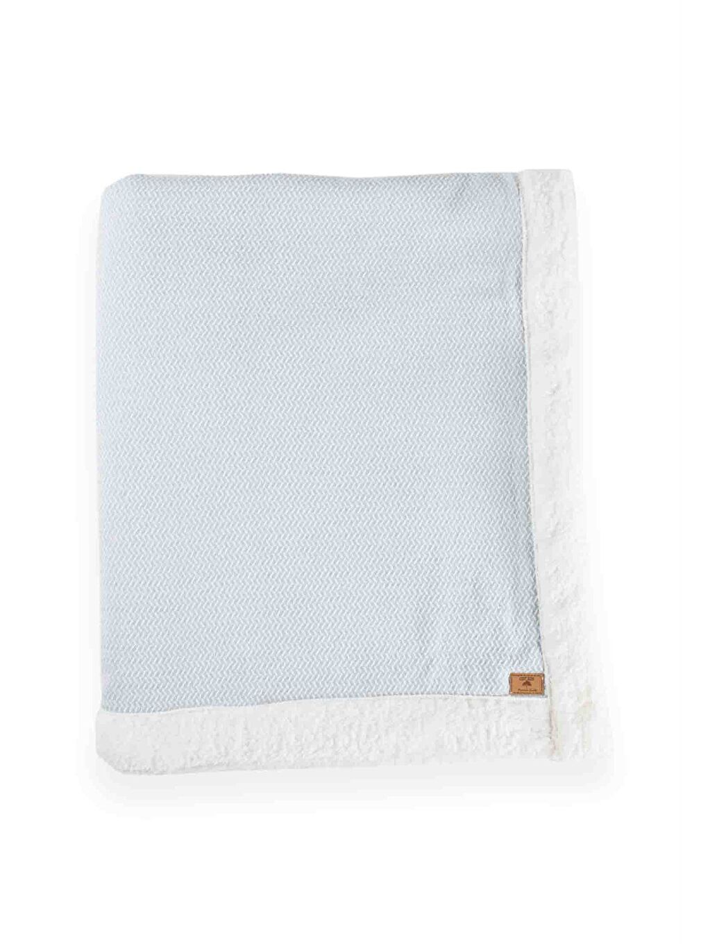 Pelüşlü Hasır Desen Bebek Battaniye 85X100 Cm Mavi-1