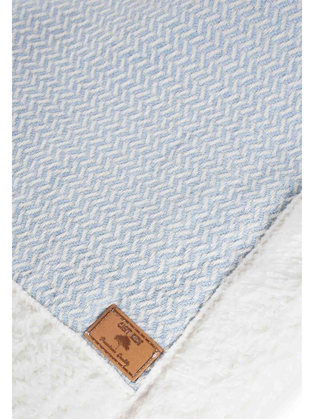 Pelüşlü Hasır Desen Bebek Battaniye 85X100 Cm Mavi-2