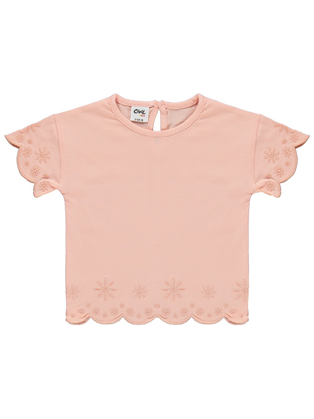 Pembe Baby Düz Brodeli 6-18 Ay Takım - Pudra-1