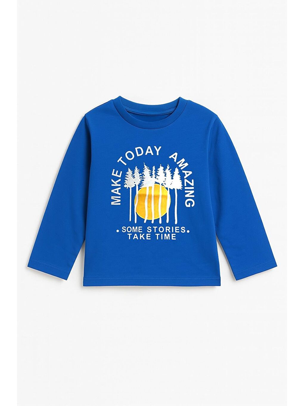 Mavi Erkek Çocuk %100 Pamuk Baskılı Uzun Kollu Tişört - Saks  (3-4 Yaş 8-9 Yaş)-1
