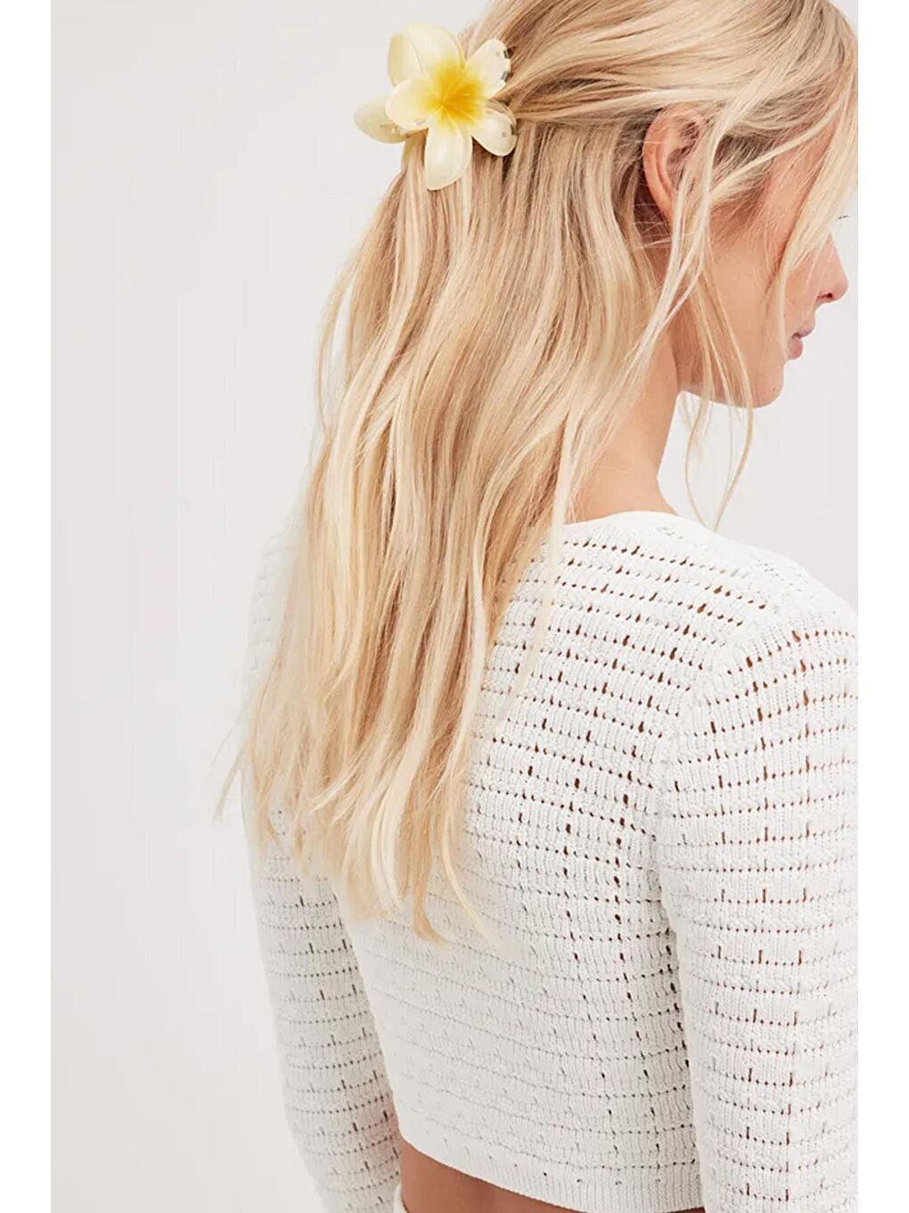 Sarı Büyük Hibiscus Lüks Asetat Mandal Toka-5