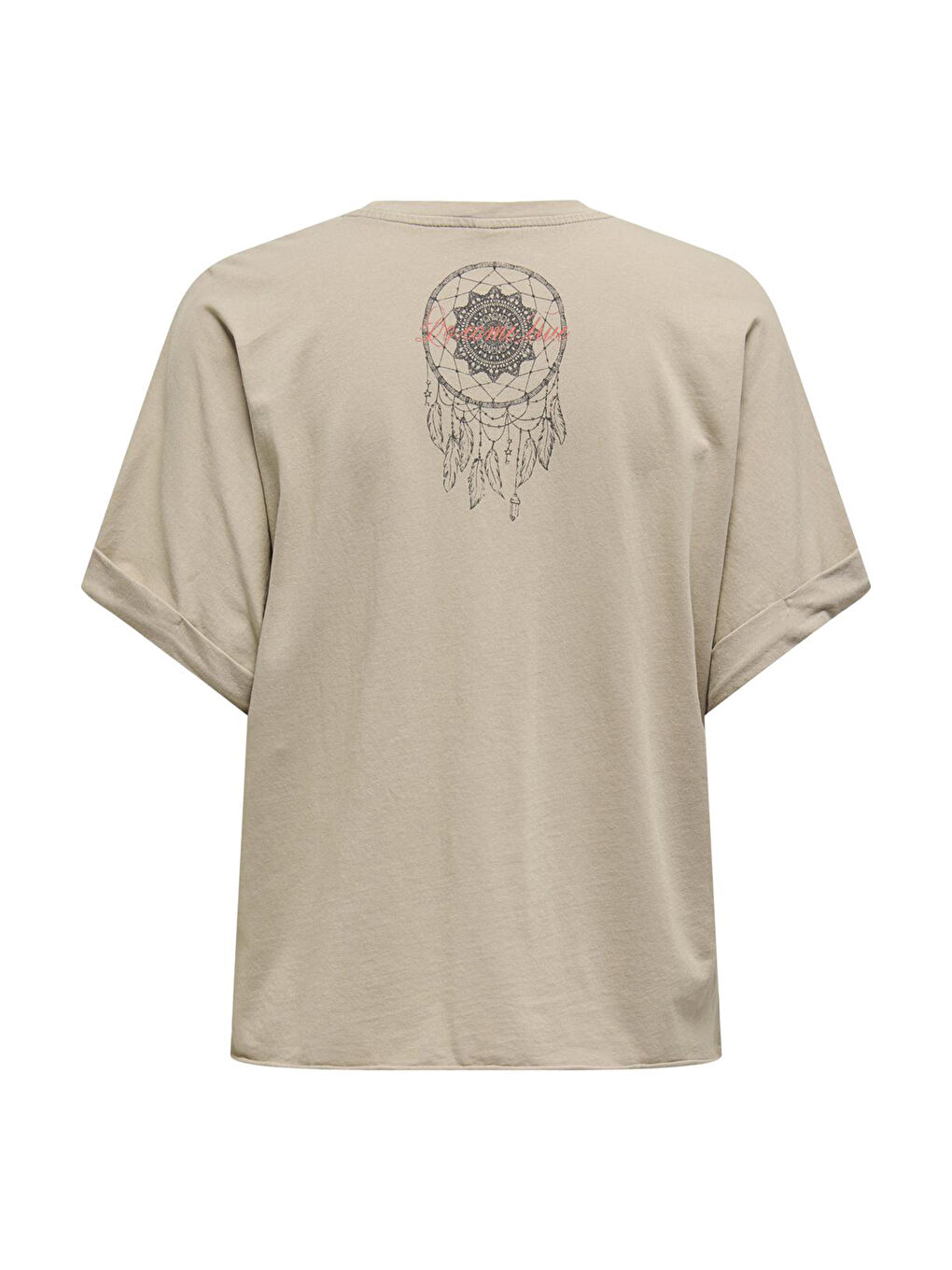 Bej Onllucy Pamuklu Regular Fit Kadın T Shirt 15316637-1