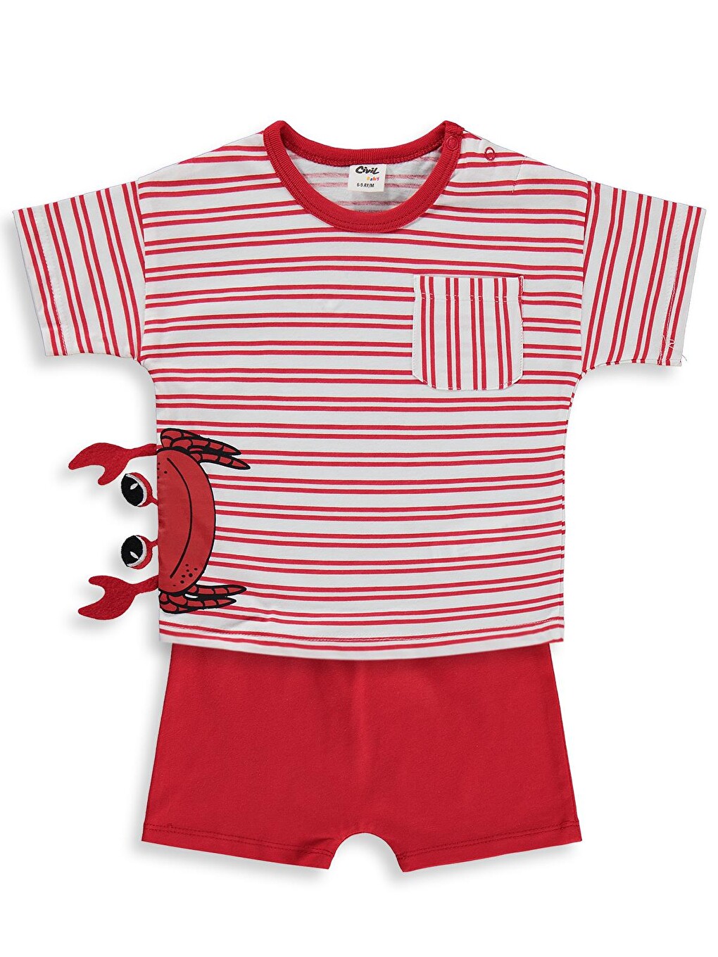Baby Çizgili 6-18 Ay Takım - Kırmızı