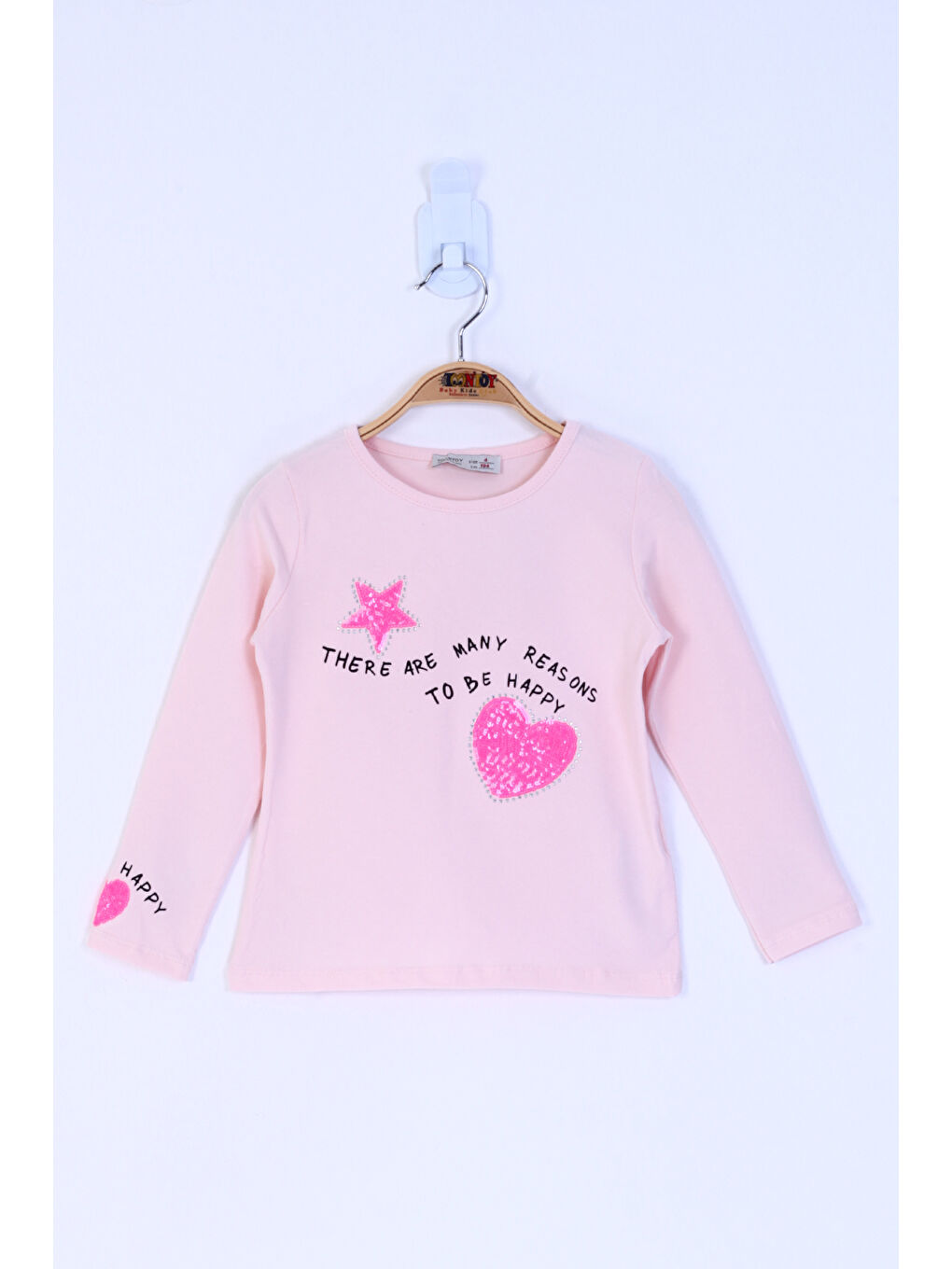 Pembe Kız Çocuk Pul İşlemeli Sweatshirt