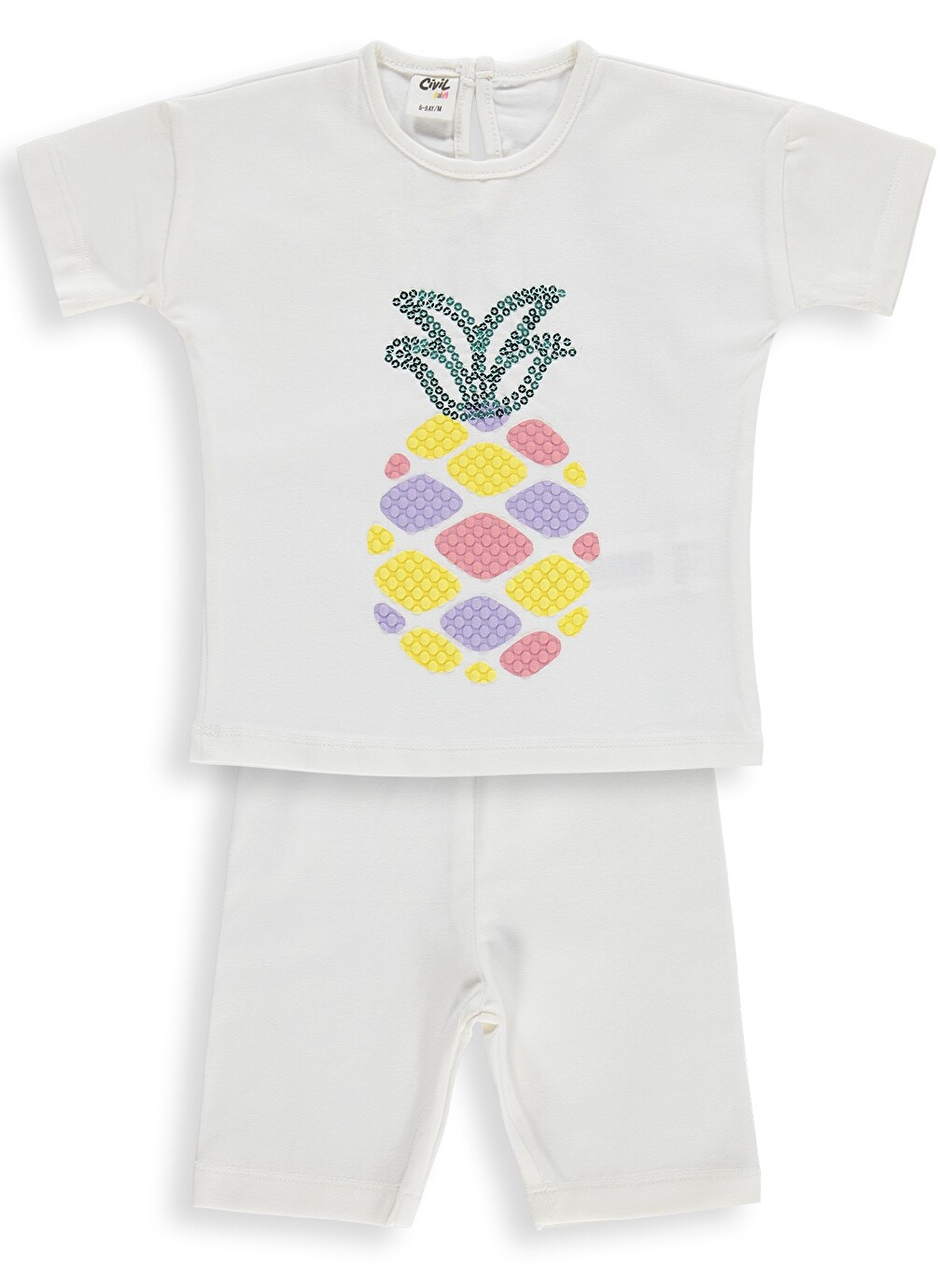 Baby Ananas Nakışlı 6-18 Ay Takım - Ekru