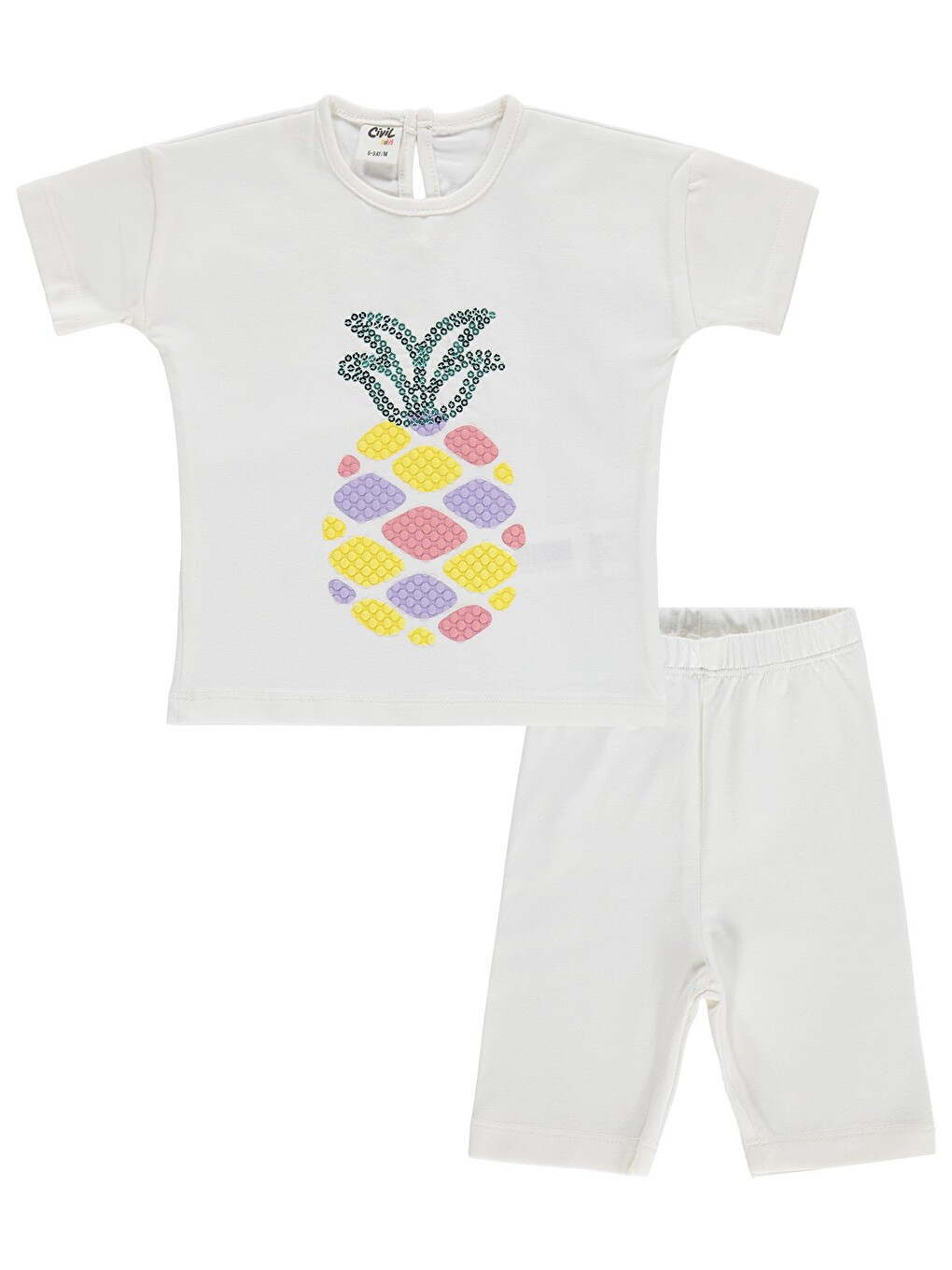 Baby Ananas Nakışlı 6-18 Ay Takım - Ekru-3