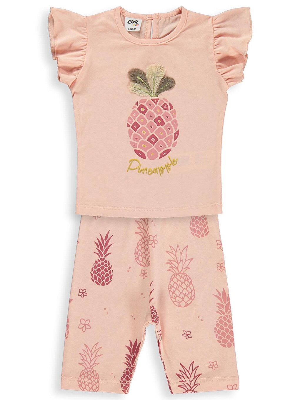 Pembe Baby Ananas Baskılı 6-18 Ay Takım - Pudra