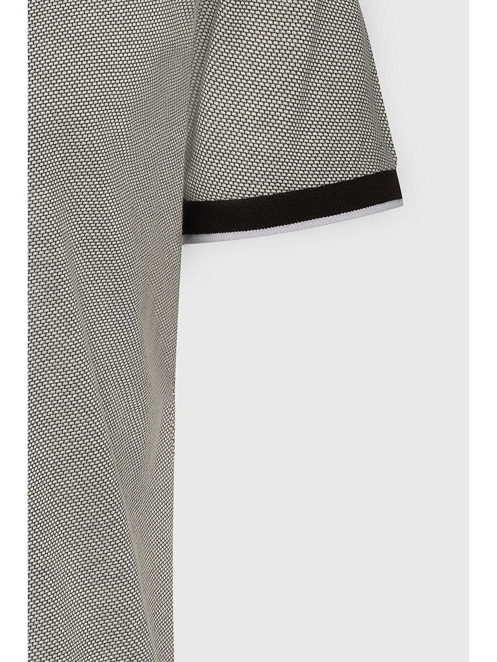 Erkek Siyah-Beyaz Slim Fit Dar Kesim Pamuklu Desenli Polo Yaka Tişört-7