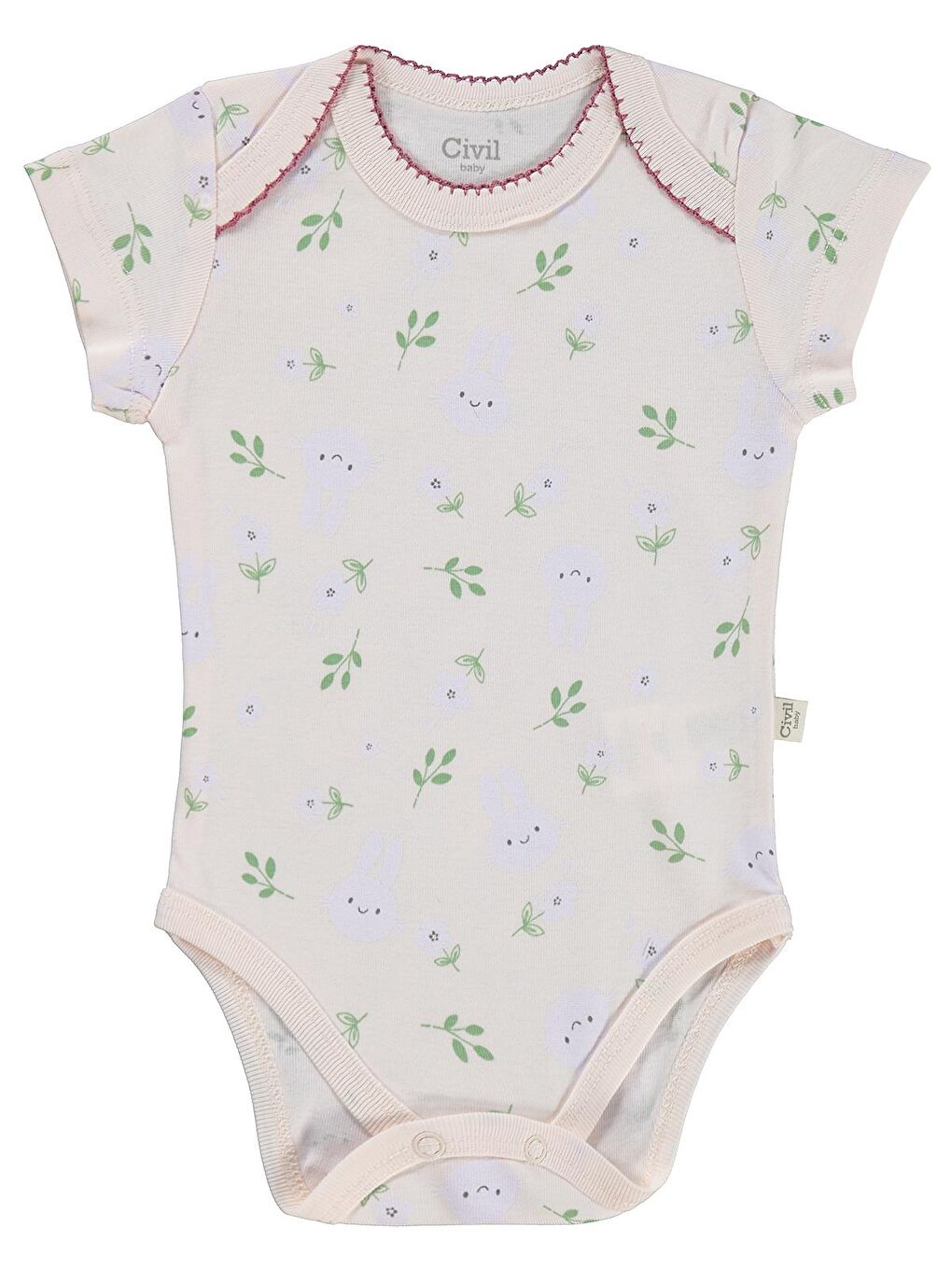 Pembe Baby Tavşan Empirmeli 3 Lü 1-36 Ay Çıtçıtlı Badi - Pudra 2-3 Yaş-2