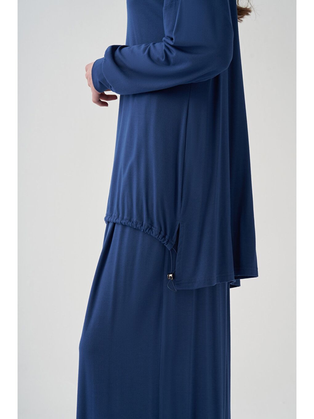 İndigo-Stoper Detaylı Tunik-3