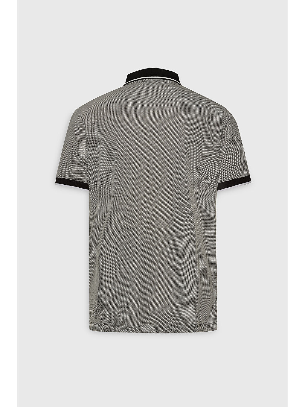Erkek Siyah-Beyaz Slim Fit Dar Kesim Pamuklu Desenli Polo Yaka Tişört-8