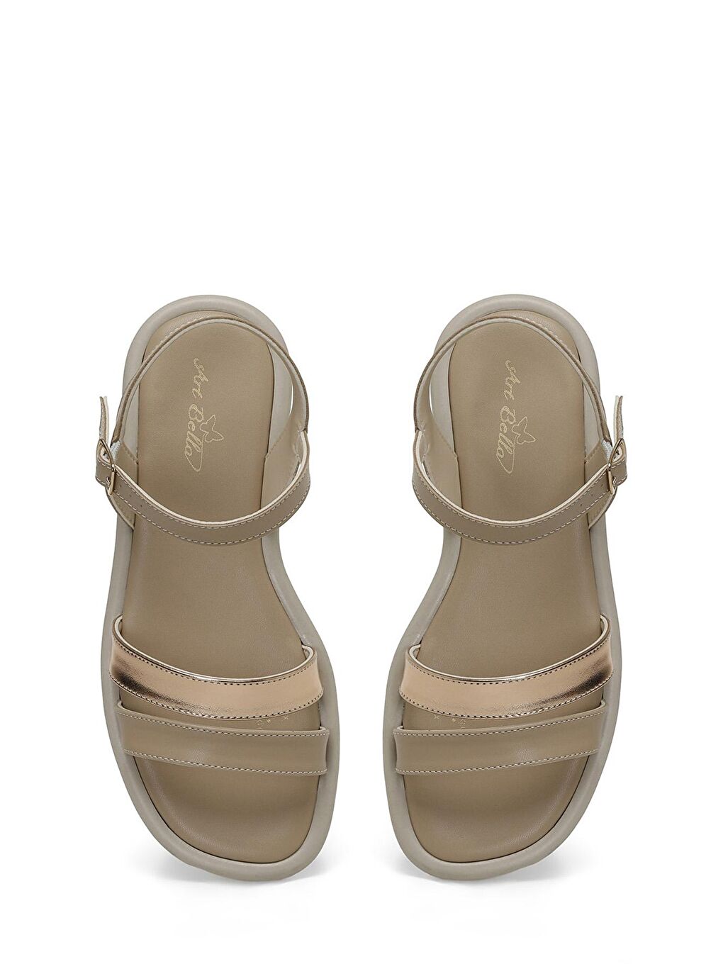 CS24036 4FX Bej Kadın Düz Sandalet-3