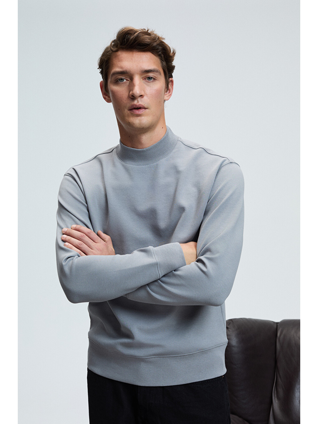 Quılla Erkek Yarım Balıkçı Basic Gri Sweatshirt-2