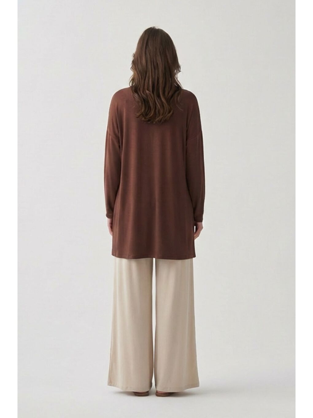 Kahverengi Kahve-Stoper Detaylı Tunik-2