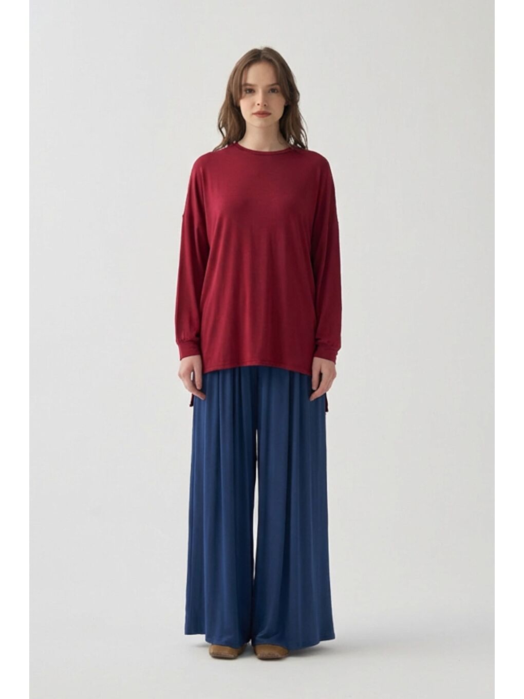 Bordo-Stoper Detaylı Tunik-1