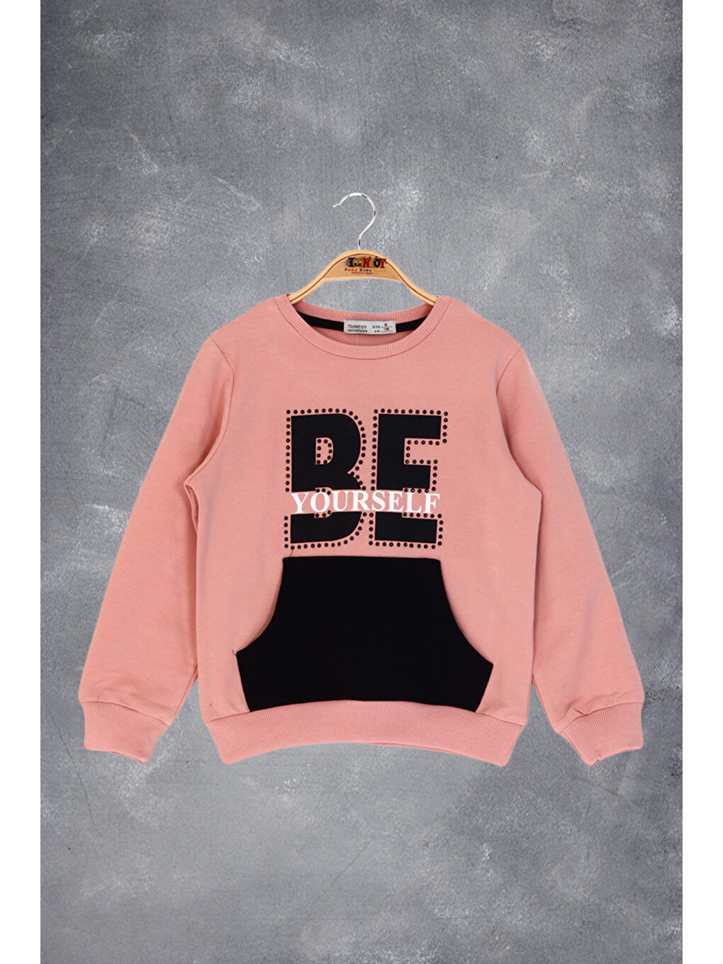 Pembe Kız Çocuk Be Yourself Baskılı Sweatshirt-1