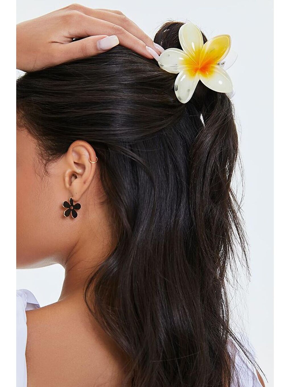 Sarı Büyük Hibiscus Lüks Asetat Mandal Toka-1