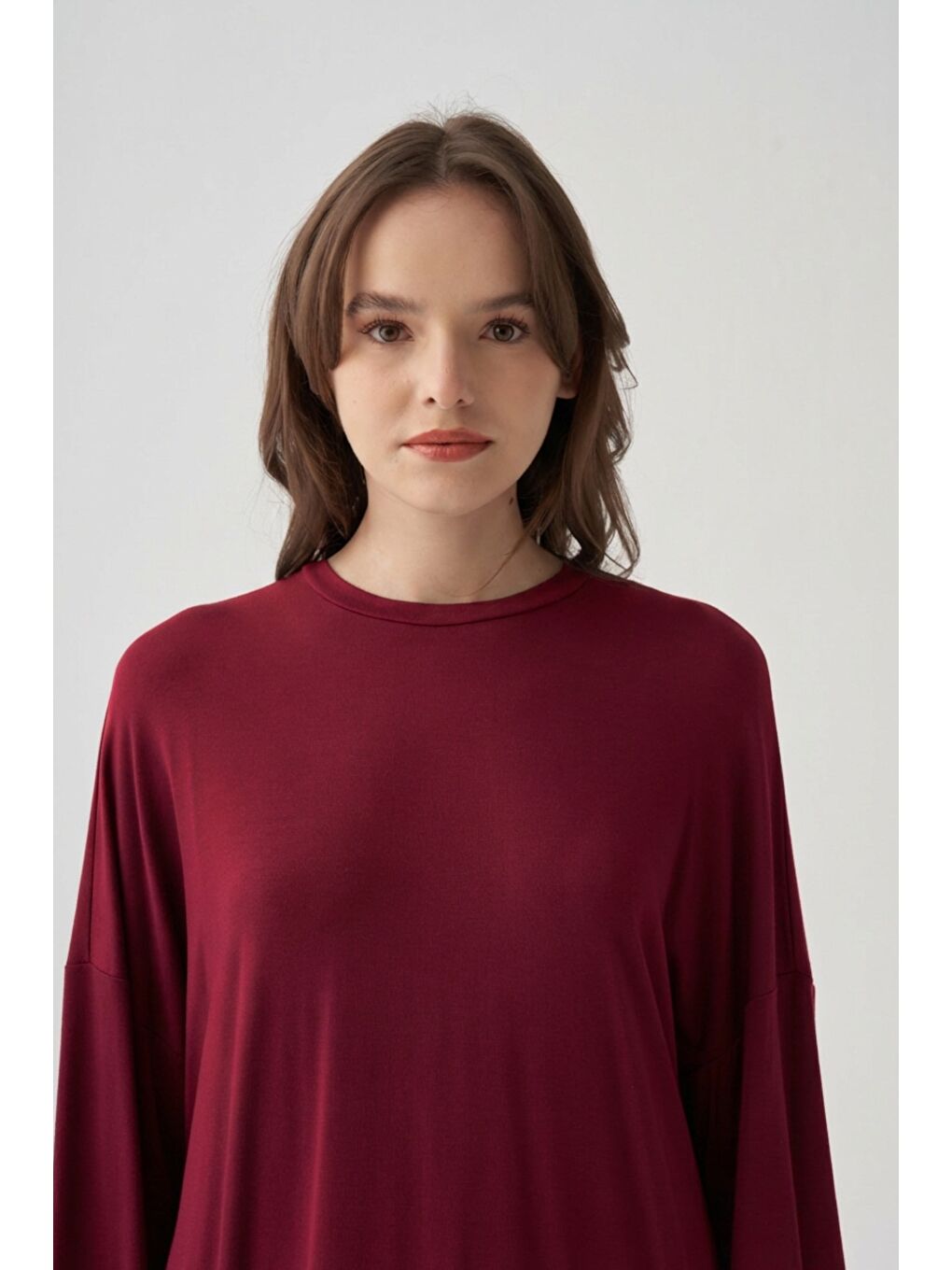 Bordo-Stoper Detaylı Tunik-3