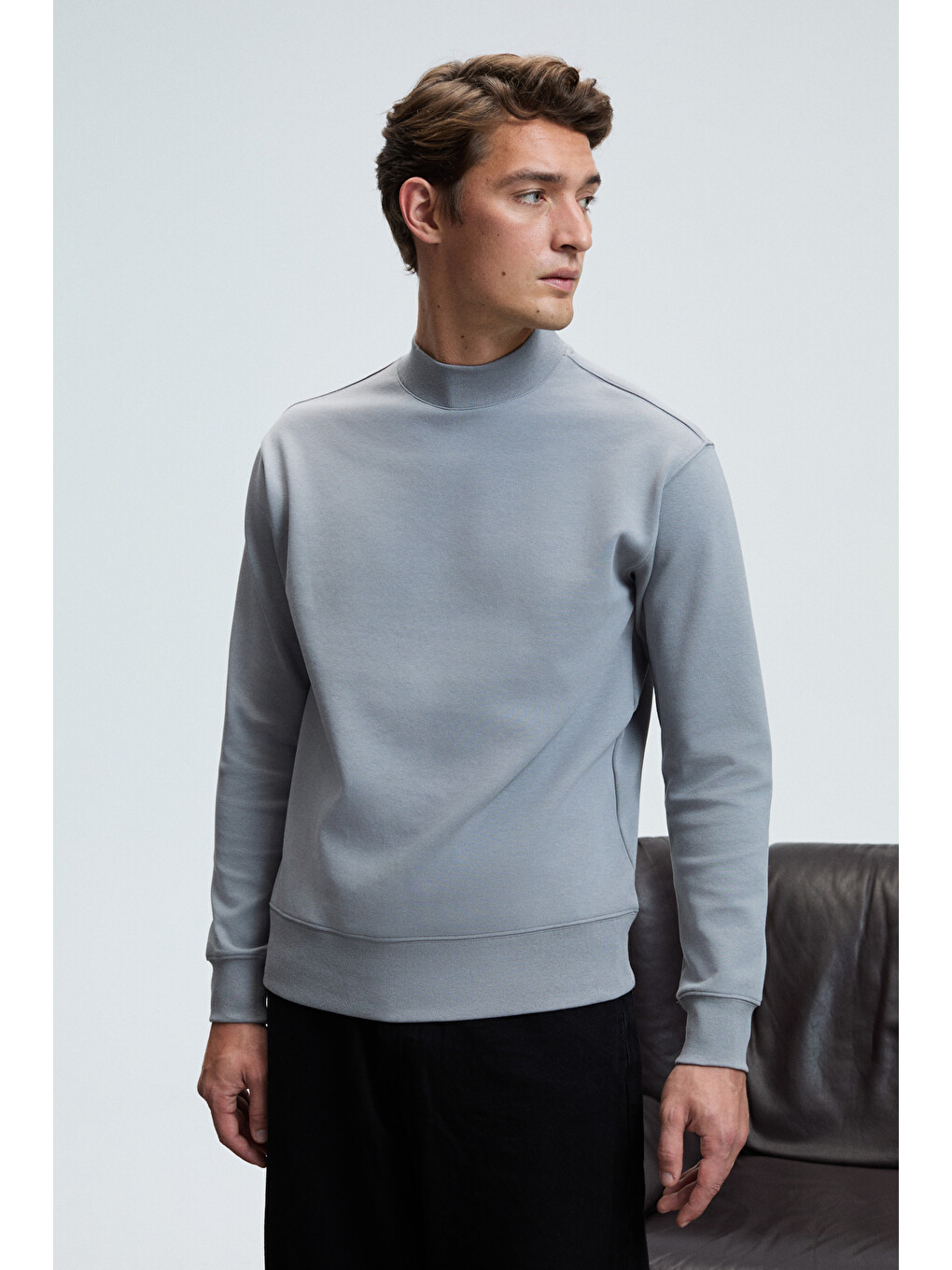 Quılla Erkek Yarım Balıkçı Basic Gri Sweatshirt-3