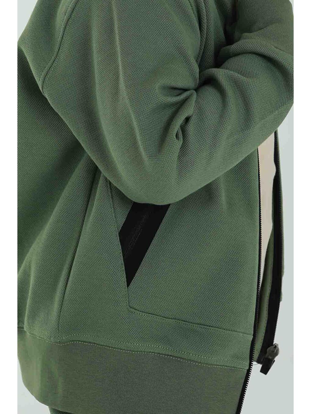 Haki Unisex Çocuk Çift Cepli Baskı Detaylı Eşofman Takımı-3