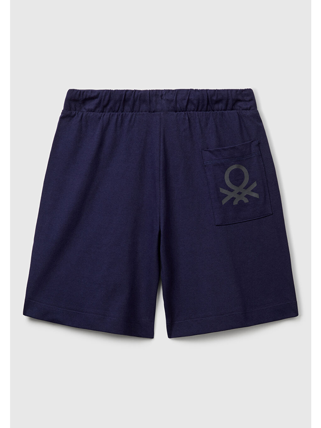 Erkek Çocuk Lacivert Arka Cebi Logo Baskılı Beli İpli Şort-1