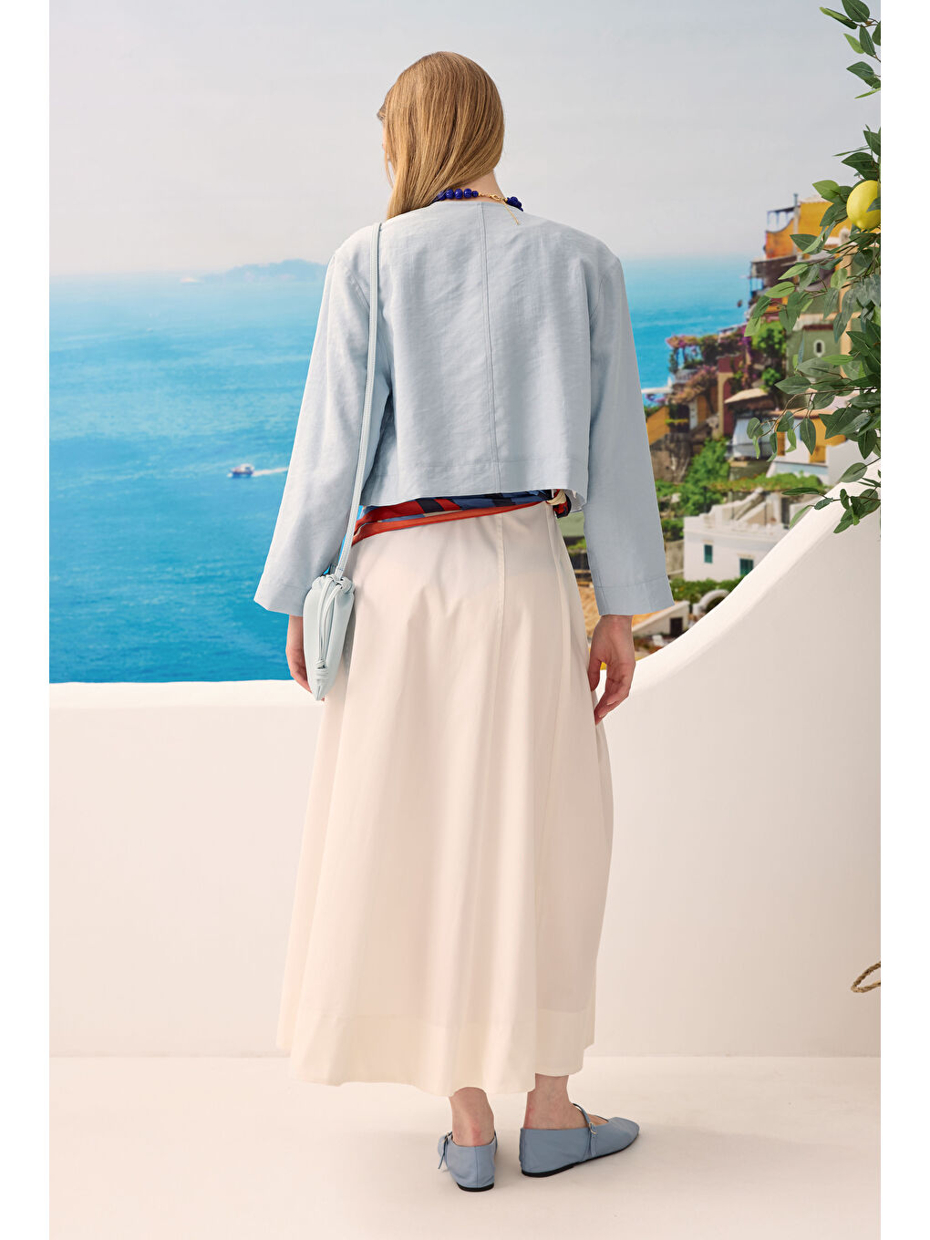 Modal Crop Ceket Bebe Mavi-2