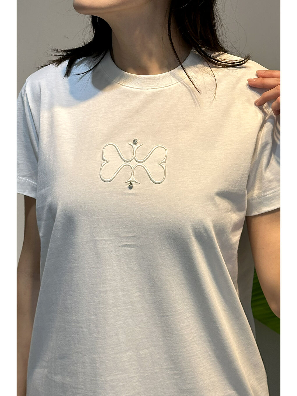 Pamuklu Nakışlı Tshirt Tunik 5360 Ekru-2