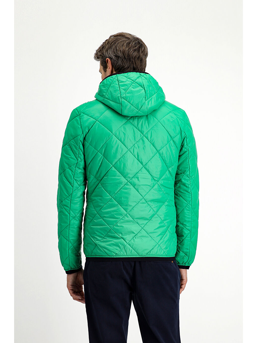 Yeşil Kapüşonlu Kapitone Spor Şişme Mont-5