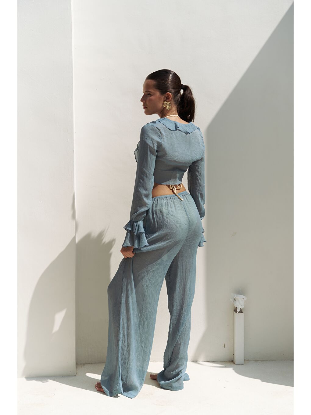 Olivia Mavi Gömlek Pantolon Takım-2