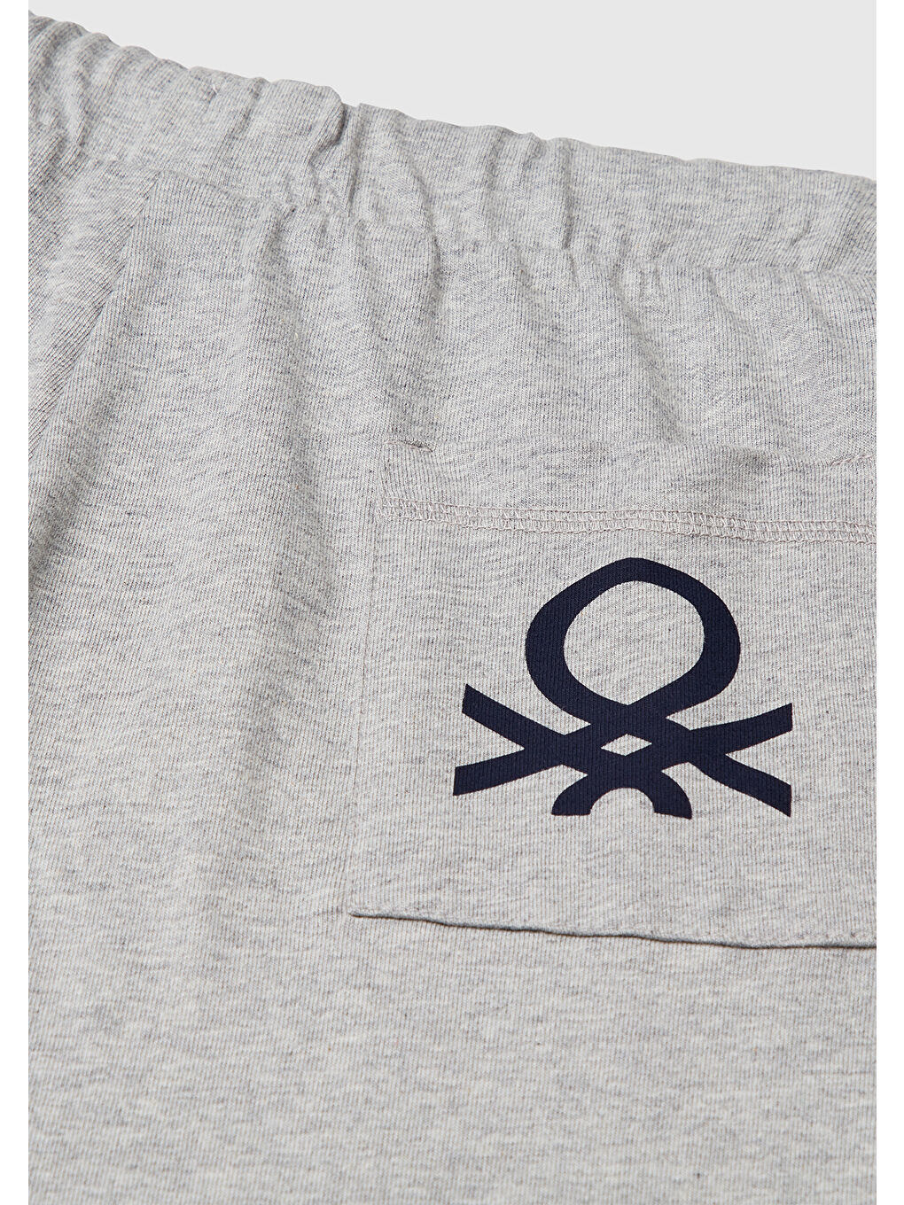 Erkek Çocuk Gri Melanj Arka Cebi Logo Baskılı Beli İpli Şort-2