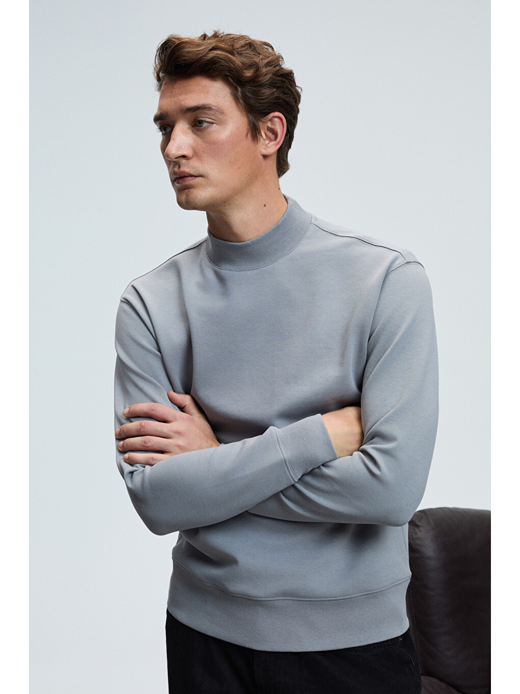 Quılla Erkek Yarım Balıkçı Basic Gri Sweatshirt-4