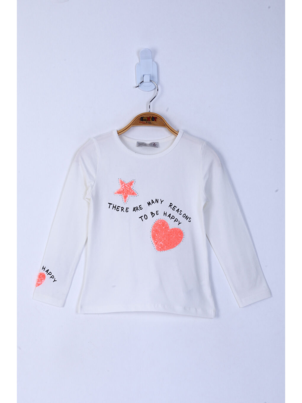 Ekru Kız Çocuk Pul İşlemeli Sweatshirt